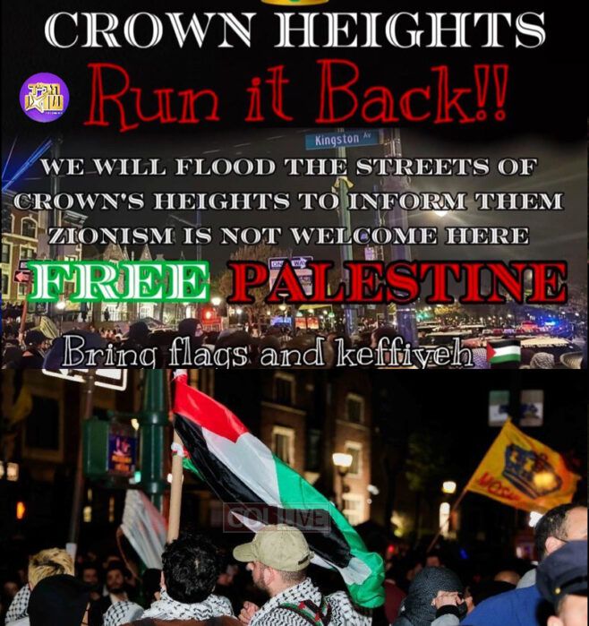 Pro-Palestinians Call to “Flood Crown Heights” This Monday