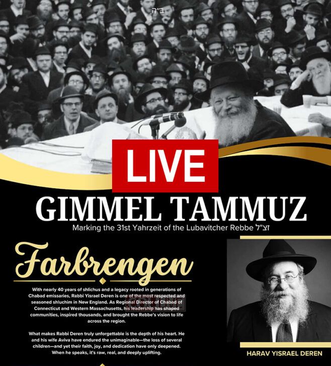 Live: 3 Tammuz Farbrengen With Rabbi Yisrael Deren