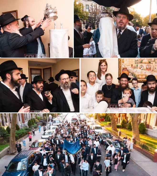 Unzer Shul in Crown Heights Welcomes New Torah