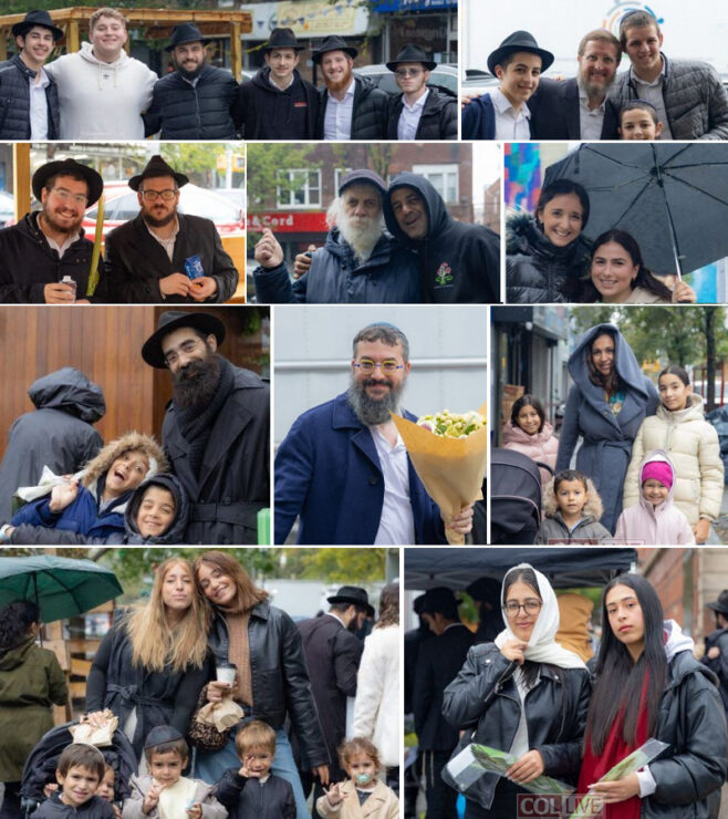 Rainy Erev Simchas Torah in Crown Heights